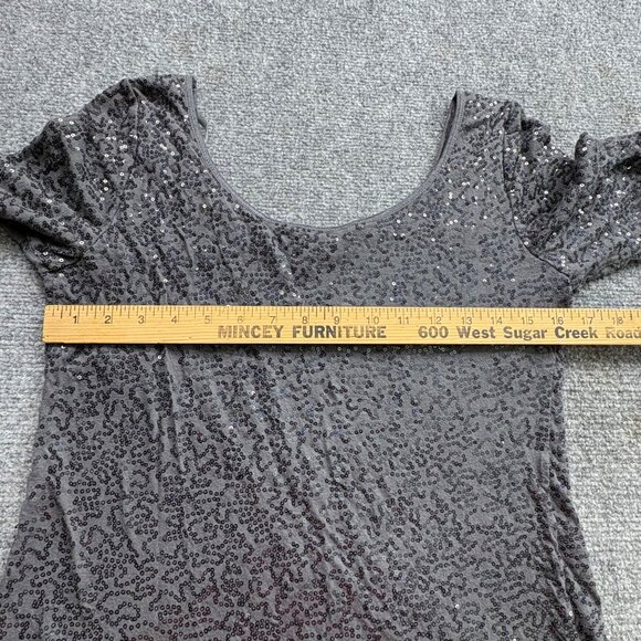 Banana‎ Republic Top Womens Small Black Sequins Dark Fairy Boho Sparkle Glitter - Picture 10 of 14